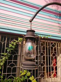 Low angle view of illuminated light bulb