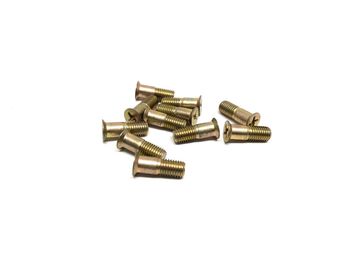 High angle view of screws on white background