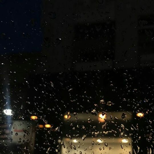 night, illuminated, wet, drop, raindrop, no people, window, water, motion, indoors, sky, close-up