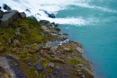 High angle view of sea shore