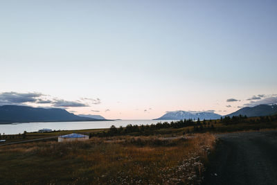 Scenic view of lake against sky