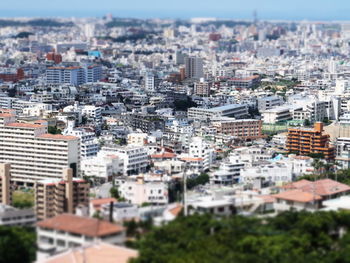 High angle view of buildings in city