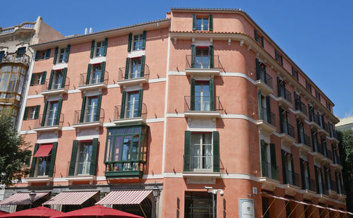 Low angle view of residential building against sky