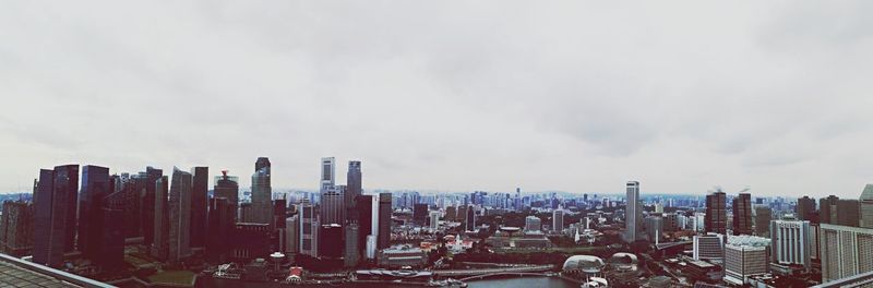 Panoramic view of cityscape against cloudy sky