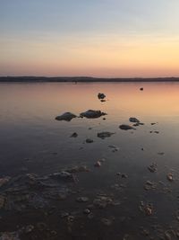 Scenic view of sea against sky at sunset