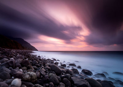 Scenic view of sea against sky during sunset