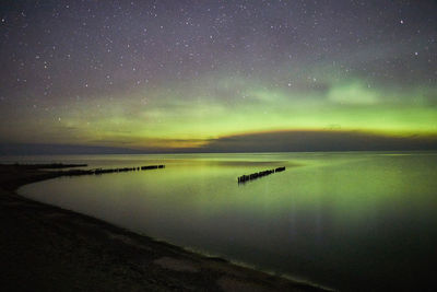 Scenic view of sea at night