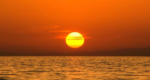 Scenic view of sea at sunset