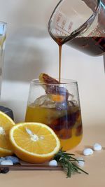 Close-up of drink in glass on table