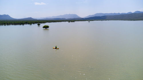 Scenic view of lake against sky