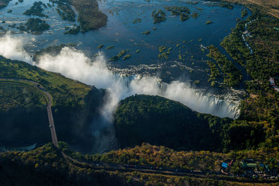 Scenic view of waterfall