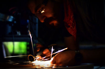 Woman looking at night