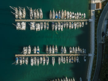 High angle view of pier on lake