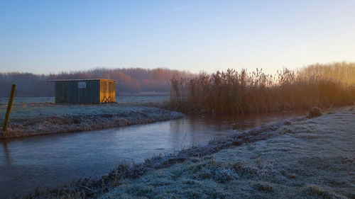 Scenic view of trees against sky during sunset
