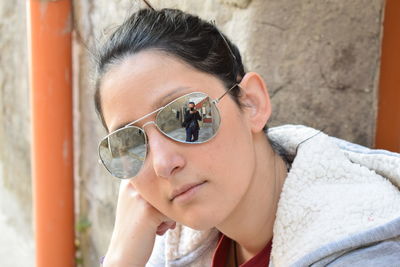 Close-up of man wearing sunglasses