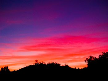 Silhouette trees against sky at sunset