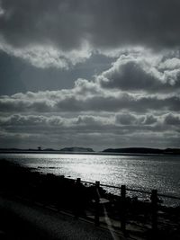 Scenic view of sea against cloudy sky