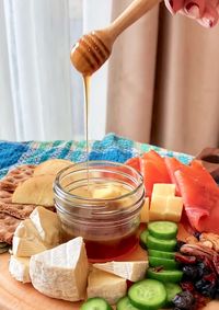 High angle view of food on table