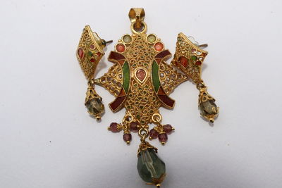 Close-up of decoration against white background