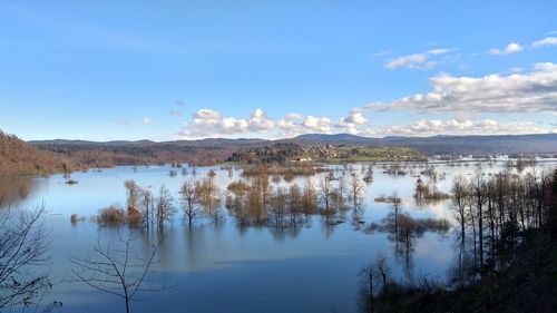 Scenic view of lake against sky