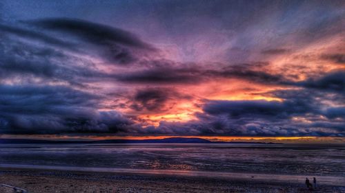 Scenic view of dramatic sky over sea