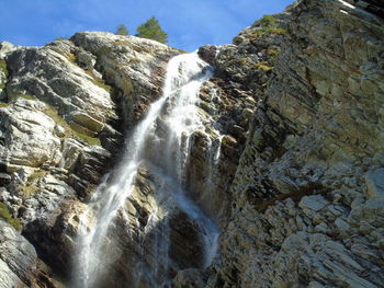 Low angle view of waterfall