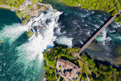 High angle view of waterfall