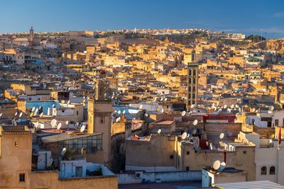 View over the houses of the old town and medina of fez, morocco