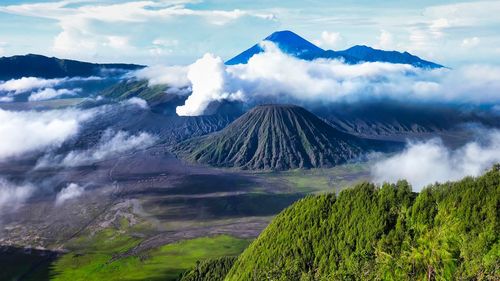 Panoramic view of volcanic mountain