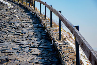 View of metal bridge against clear sky