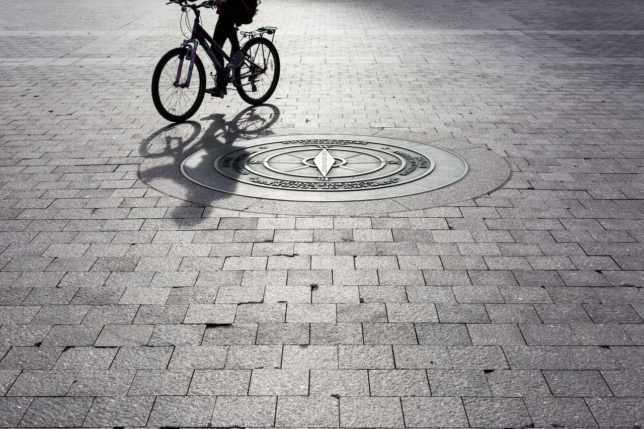 LOW SECTION OF PERSON RIDING BICYCLE ON STREET