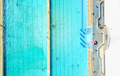 Aerial view of swimming pool during sunny day