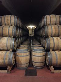 Wine casks at warehouse