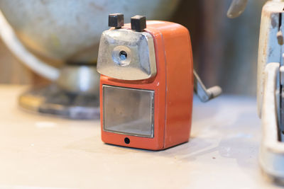 Close-up of old machine part