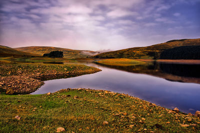 Scenic view of lake against sky