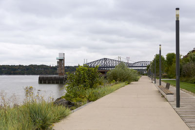 Bridge over river against sky