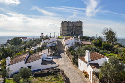 High angle view of townscape against sky