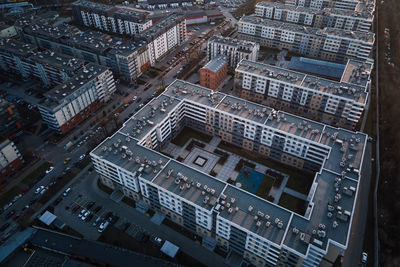 Aerial view of modern residential complex in european city