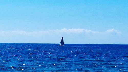 View of sailboat in sea