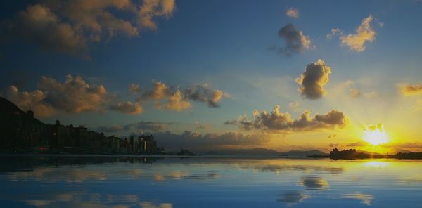 Scenic view of sunset over sea