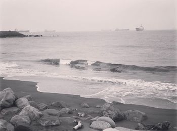 Scenic view of sea against clear sky