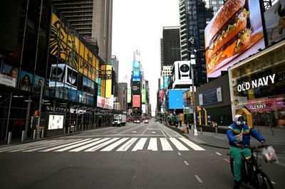 View of city street and buildings