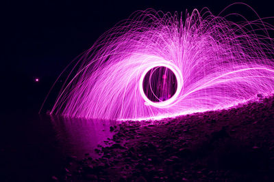 Close-up of light trails at night