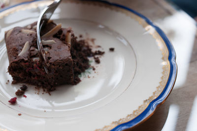 Close-up of cake in plate