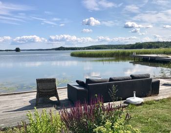 Scenic view of lake against sky