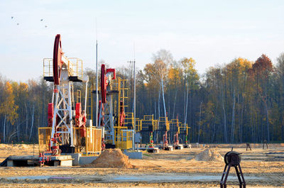 Construction site on field against sky