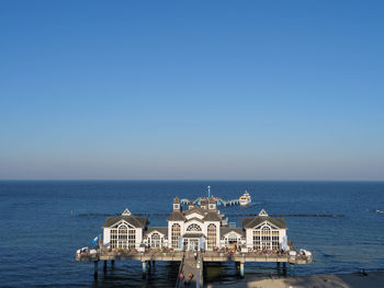 Scenic view of sea against clear blue sky of sellin