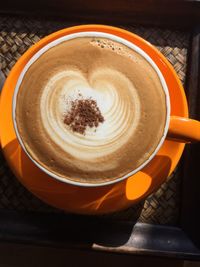 High angle view of coffee on table