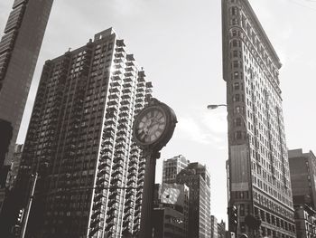 Low angle view of modern buildings against sky