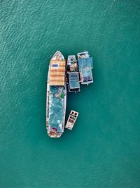 High angle view of ship on sea